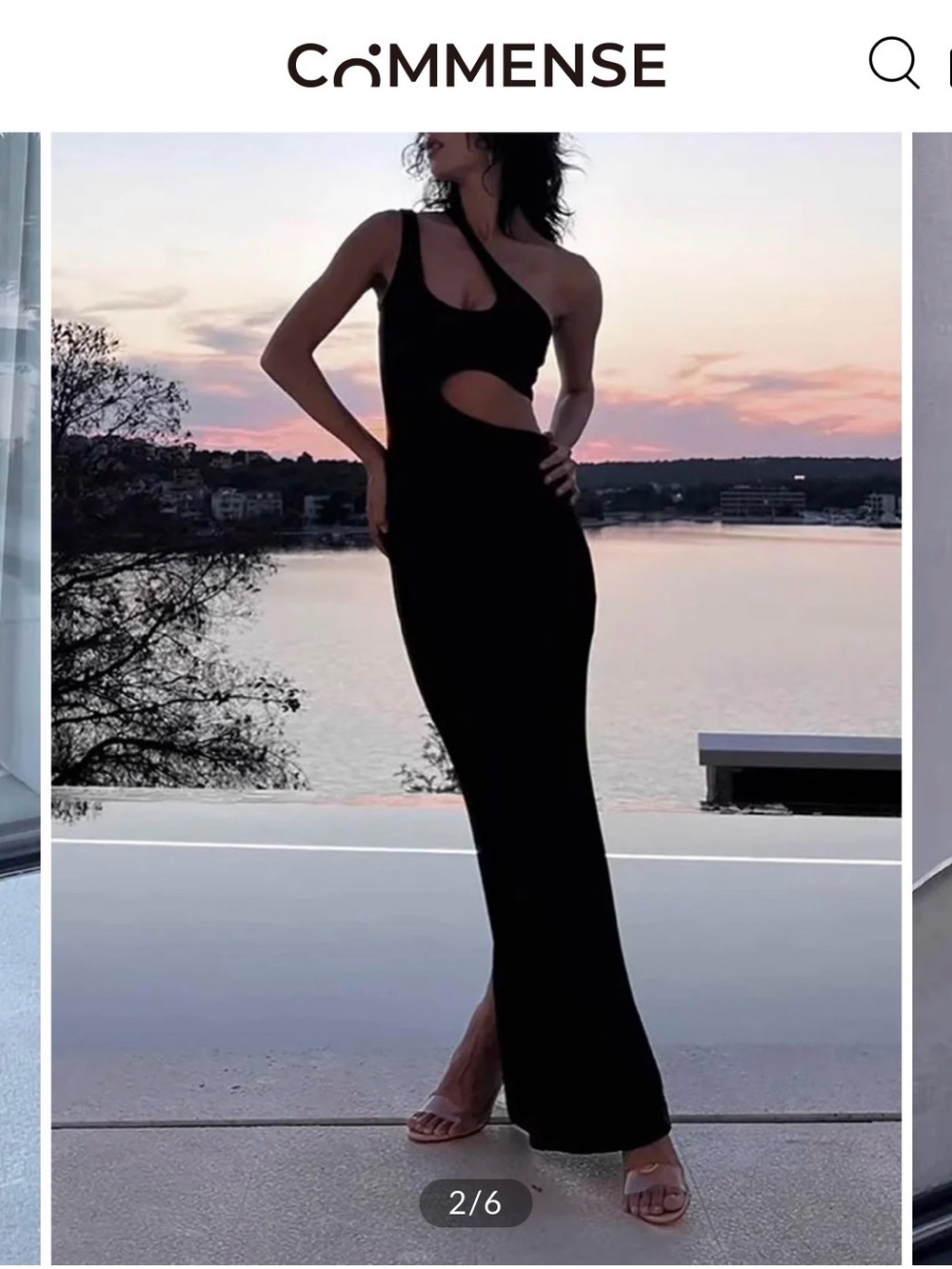 Black One-Shoulder Cutout Maxi Dress